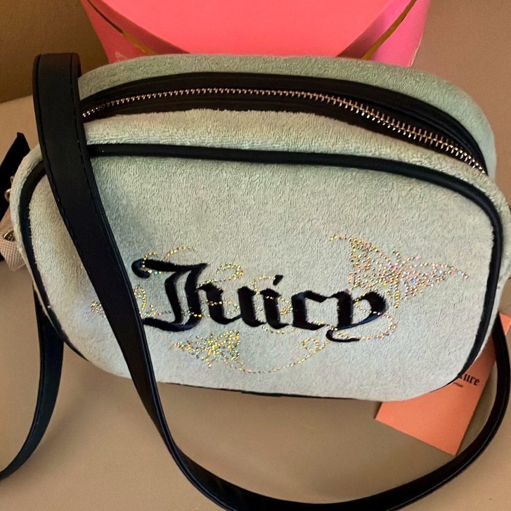 ✨Juicy Couture bling velour vintage style crossbody bag purse NWT - Picture 9 of 11